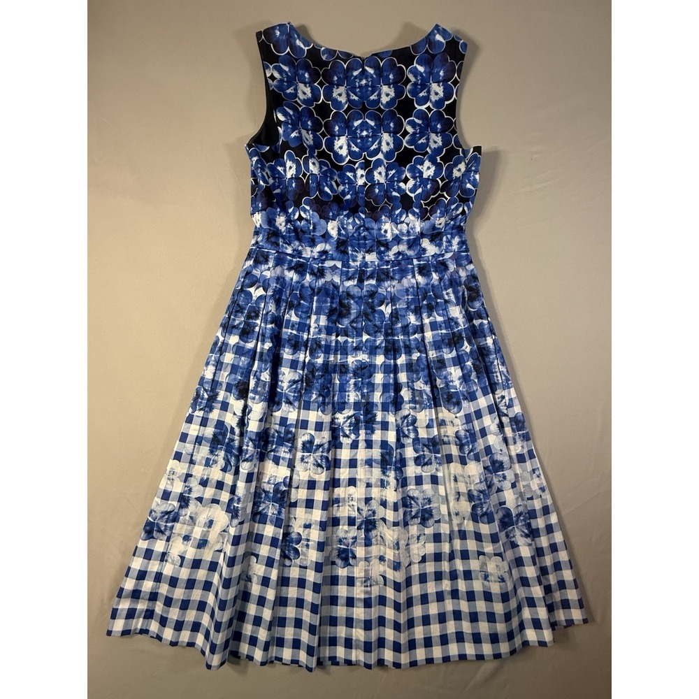 Talbots Women's Sleeveless Knee Length Blue/White Checked Dress Size 2 - Picture 11 of 12